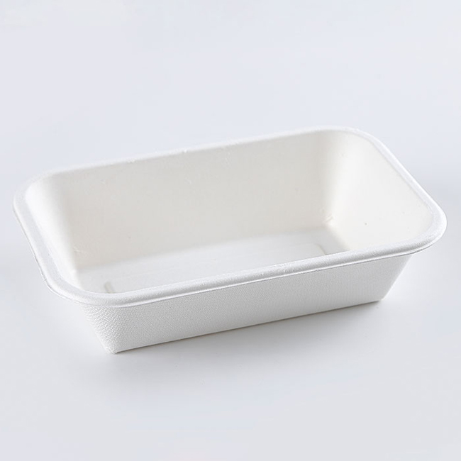 32oz BRC certified factory disposable tableware bagasse pulp oblong tray