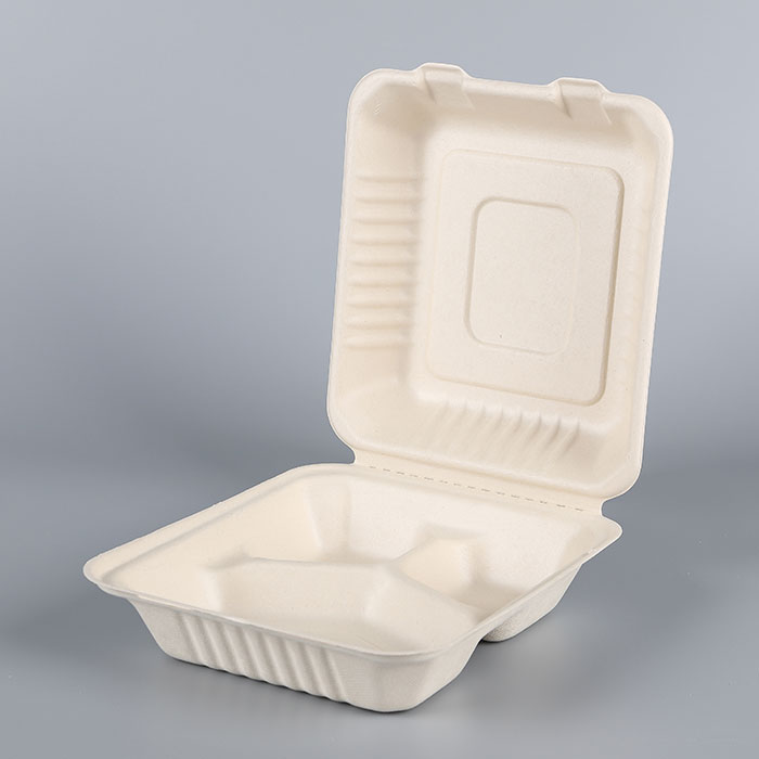 Heavy duty Biodegradable take away large size food container bagasse packaging