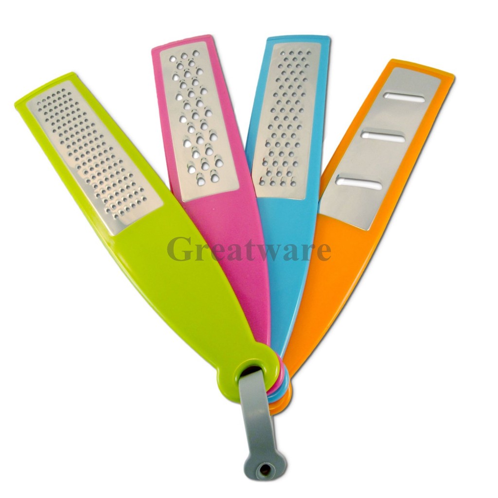 Set of 4 Multifunction Colorful Stainless Steel Graters, Zester and Slicer