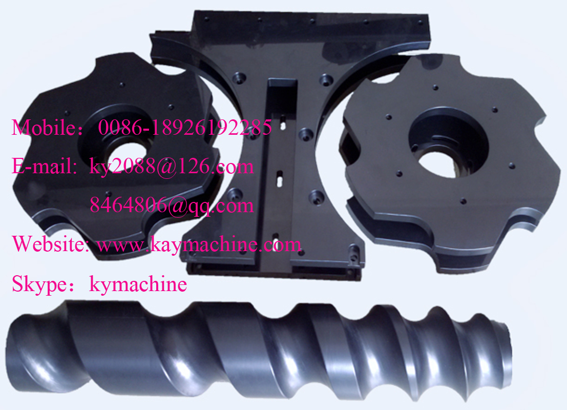 plastics worm screws Worm screws able to divide onto two lines shaped containers. Screws able to rotate big cluster pack