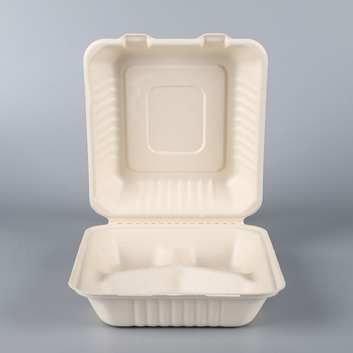 Heavy duty Biodegradable take away large size food container bagasse packaging