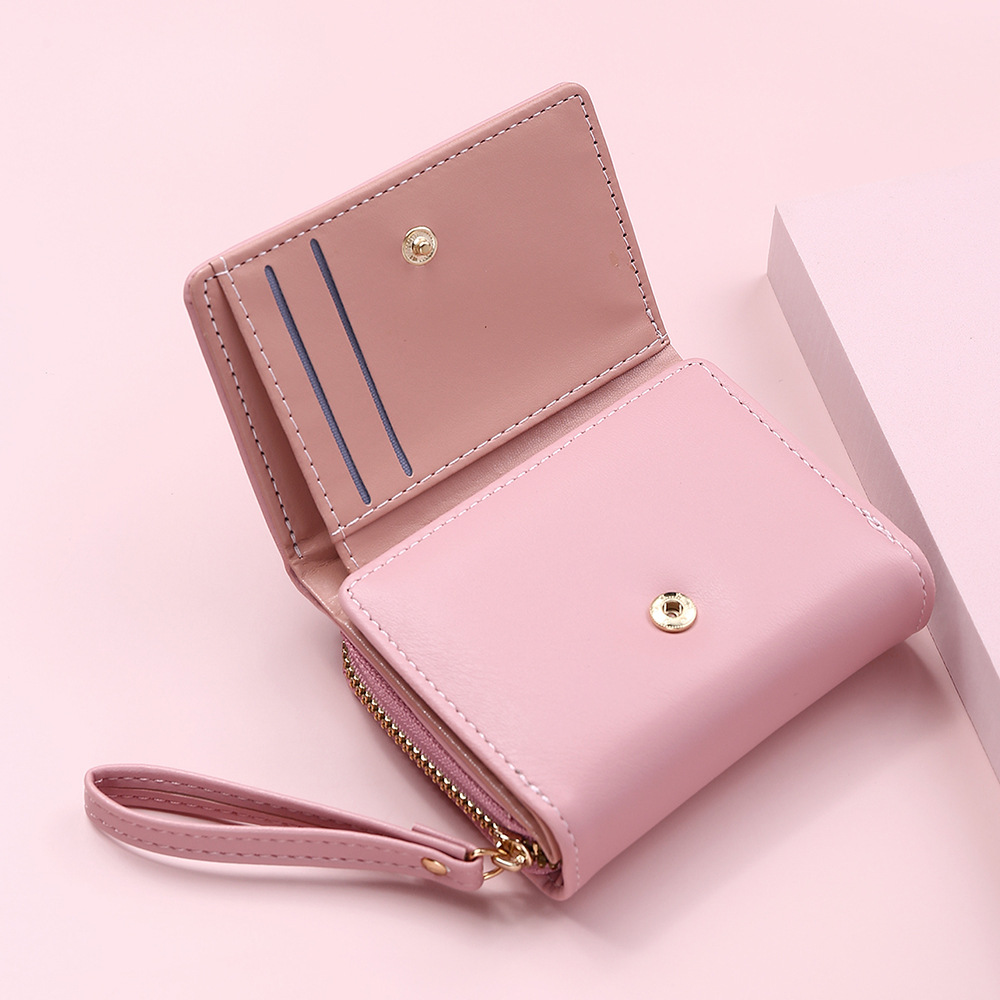 Women's Wallet Short Fashion Embroidered Heart Coin Purse Women's Tri-fold Card Holder Pu Leather Multi-card Slot Wallet
