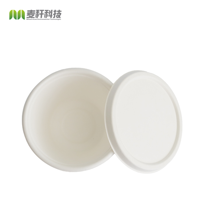 New Large Size Eco-friendly Biodegradable Sugarcane Fiber Bagasse Heavy Duty Food Packaging Soup Noodle Pasta Bowl with Lid HBMG