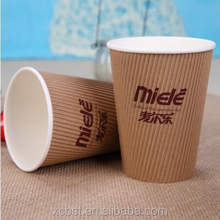Wax Sheets Ripple Wall Paper Cup Customized Logo For Coffee