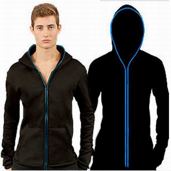 2015 cool high bright el hoodies/ led hoodies/ el wire hoodies