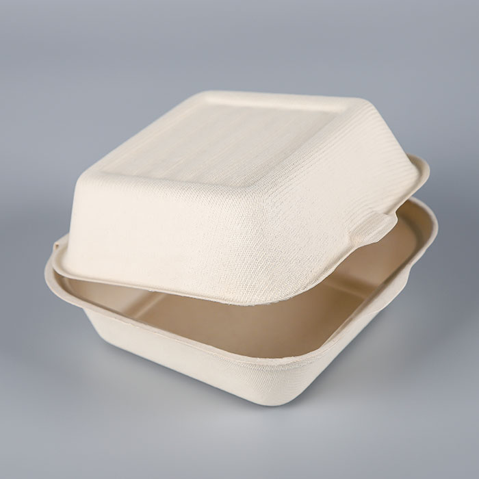 Custom Take Away Food Container Sugarcane Bagasse Hamburger Box