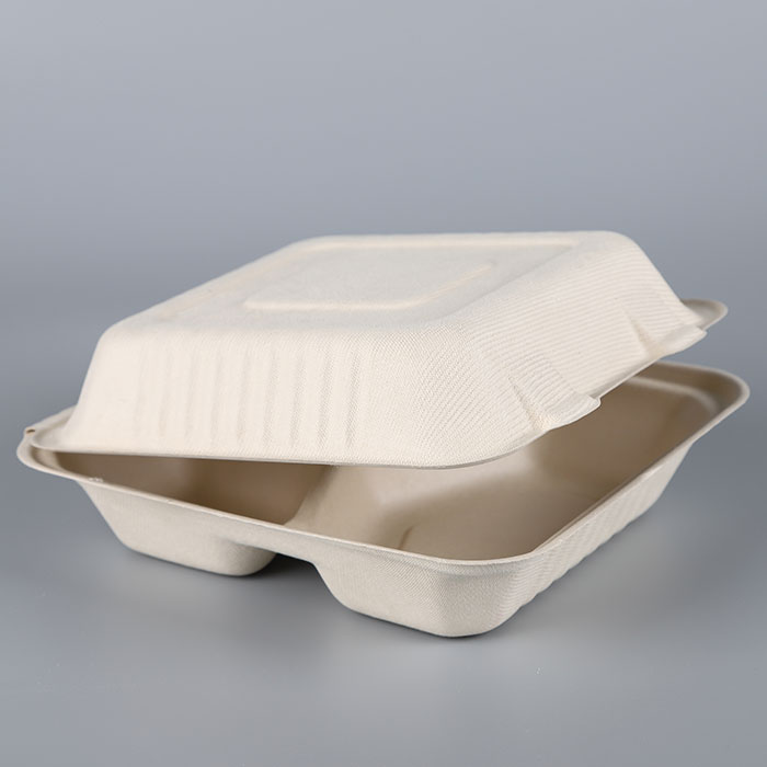 Heavy duty Biodegradable take away large size food container bagasse packaging