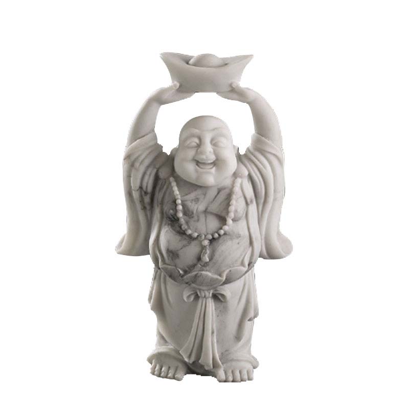 Chinese White Carved Sitting Buddha Sculpture