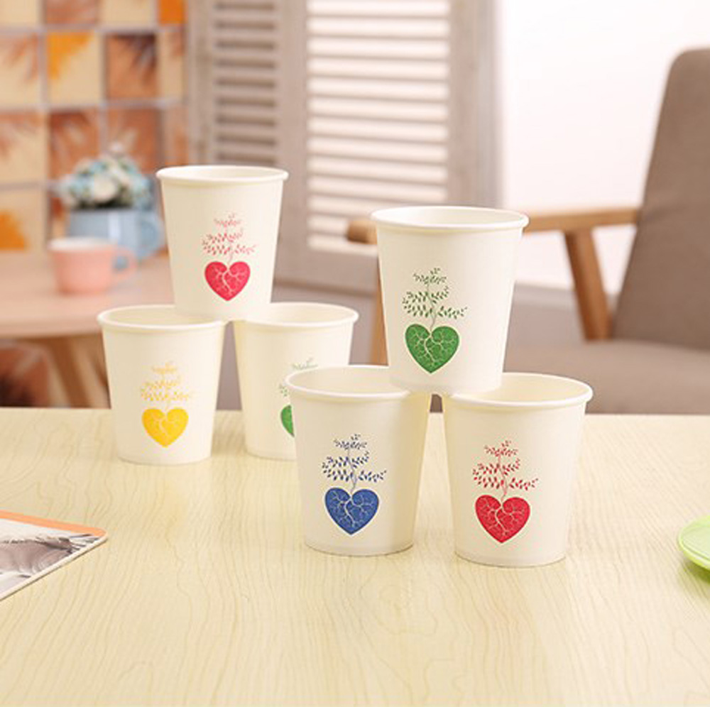 Small tree heart-shaped thickening disposable paper cups for orange juice