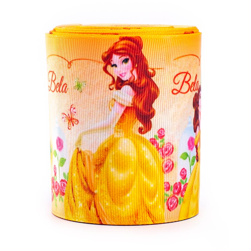 wholesale 75mm Cartoon princess pattern for baby kids decoration heat transfer grosgrain printed ribbon