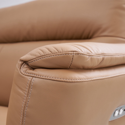 New Modern Minimalist Straight Three-Seat Leather Sofa Living Room High Foot Electric Function Sofa