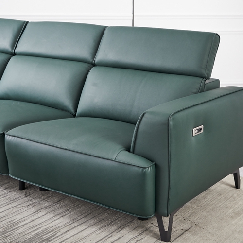 New Italian Style First Layer Cowhide Functional Modern Minimalist Manual Headrest Metal High Leg Leather Sofa