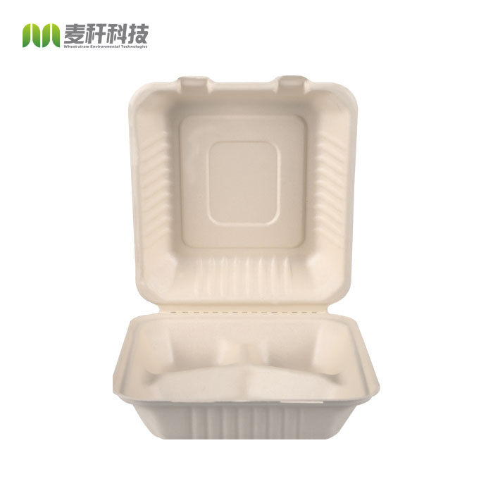Heavy duty Biodegradable take away large size food container bagasse packaging