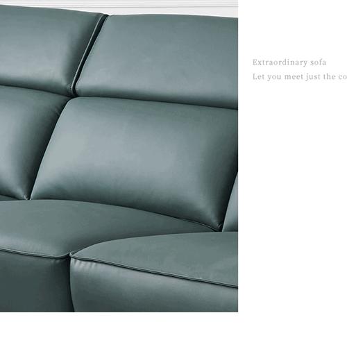 New Italian Style First Layer Cowhide Functional Modern Minimalist Manual Headrest Metal High Leg Leather Sofa