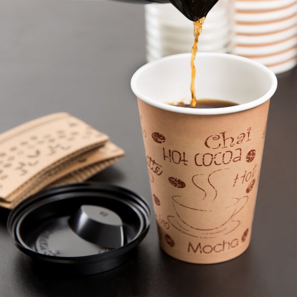 16oz single Wall Paper cup sleeve & lids