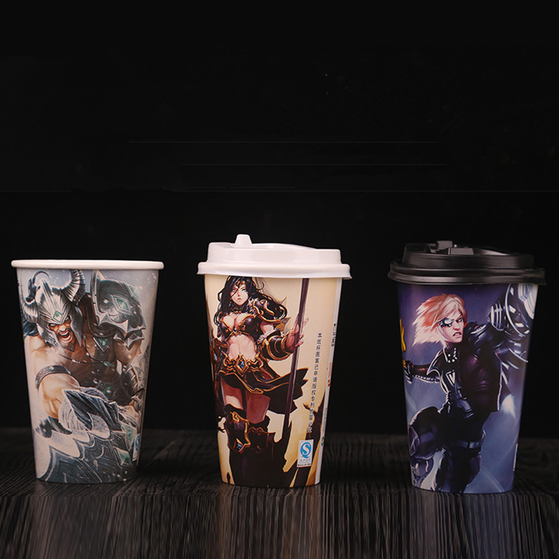 One-time hero League paper cup thickened net bar milk tea cup with lids
