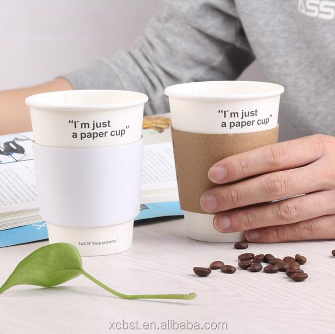 Customize printing paper Corrugated hot beverage coffee cup with lid sleeve