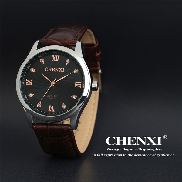 L013AG Gold Watches Quartz Stainless Steel Case Pointer Analog Watch Black Wine Top Quality Genuine Leather Watches Man
