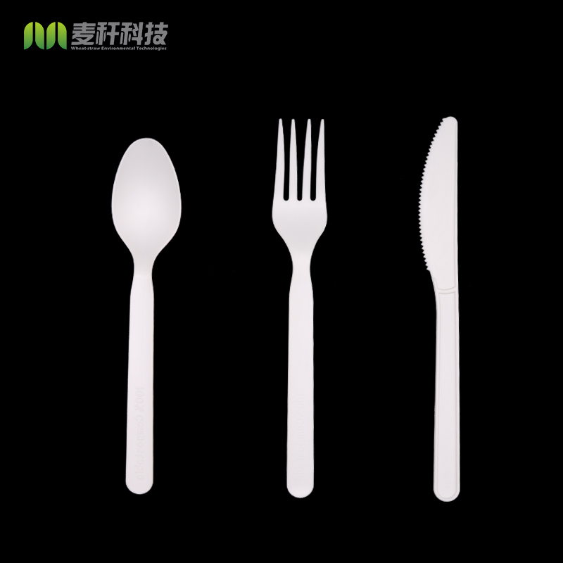 Eco-friendly 100% compostable CPLA flatware fork knife and Spoon