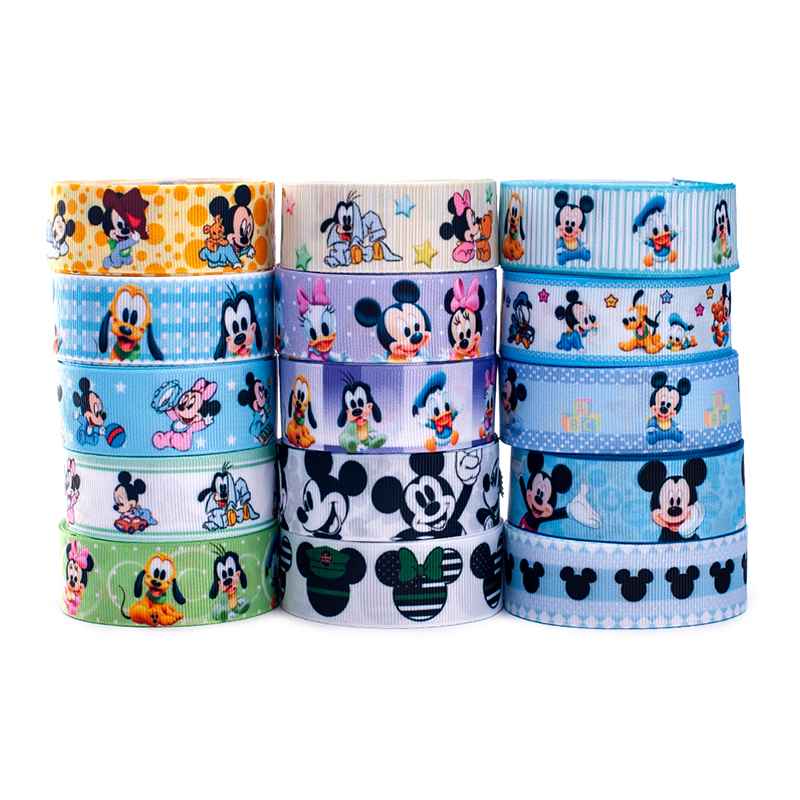 wholesale 75mm Cartoon princess pattern for baby kids decoration heat transfer grosgrain printed ribbon