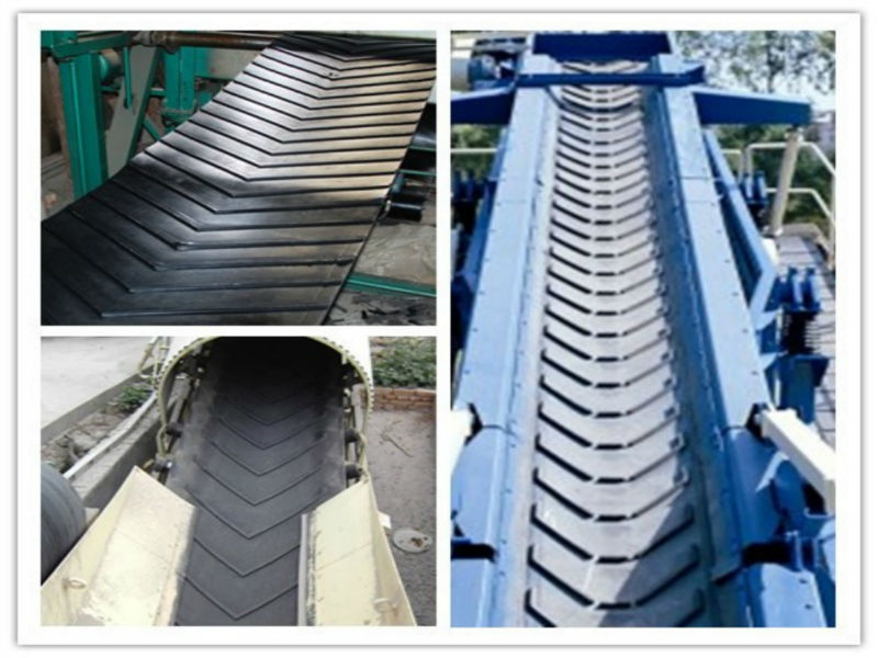 incline conveying chevron pattern figured rubber conveyor belt