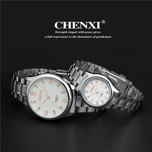 Rose Gold 010D07J Wrist Watches Men Stainless Steel Watch for Couple Black White Gift Watch for Lover
