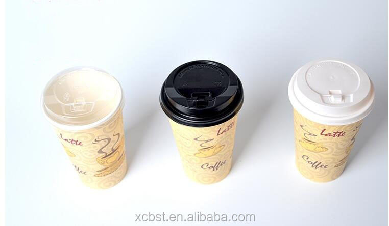 Single PE 480ml-600ml export coffee one time use disposable paper cups with lids