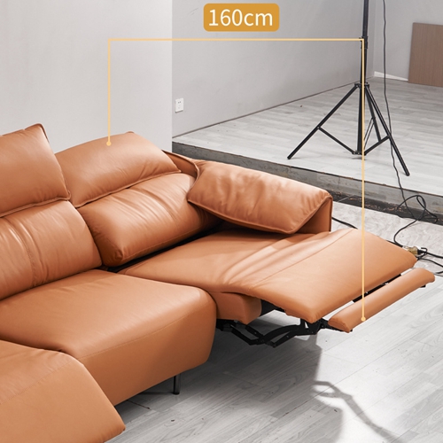 New Modern Minimalist Designer Leather Sofa Living Room Three-Position Armrest Folding Multifunctional Sofa