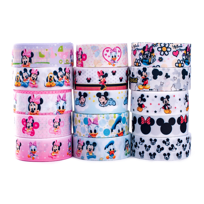 wholesale 75mm Cartoon princess pattern for baby kids decoration heat transfer grosgrain printed ribbon