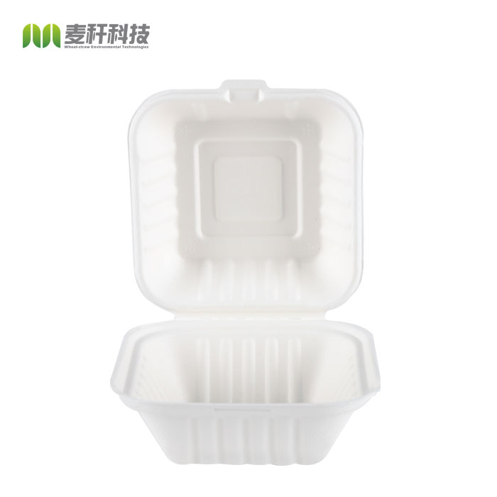 Eco Friendly 6 Inch X 6inch Biodegradable Disposable Bowl Sugarcane Hamburg Box