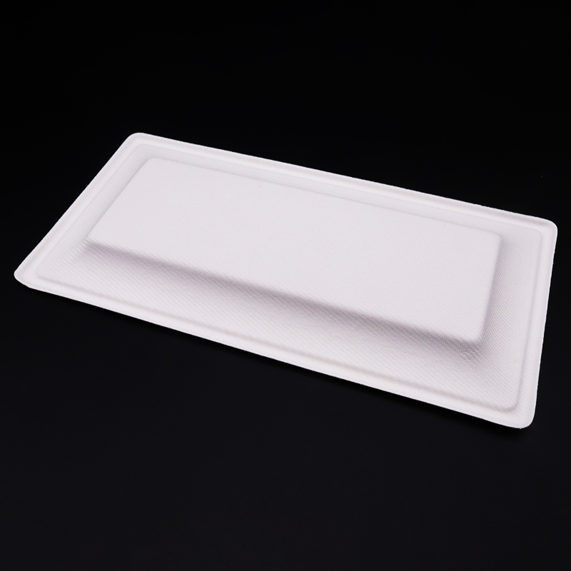 Disposable Biodegradable Sugarcane Bagasse Packing Rectangular Trays Plate Dish Rectangle Food Customized Pattern Engraving 4000