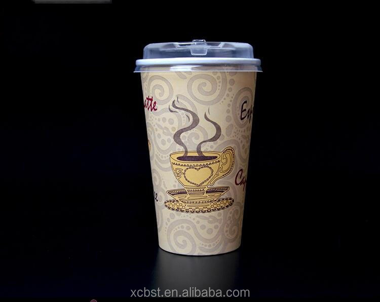 Single PE 480ml-600ml export coffee one time use disposable paper cups with lids