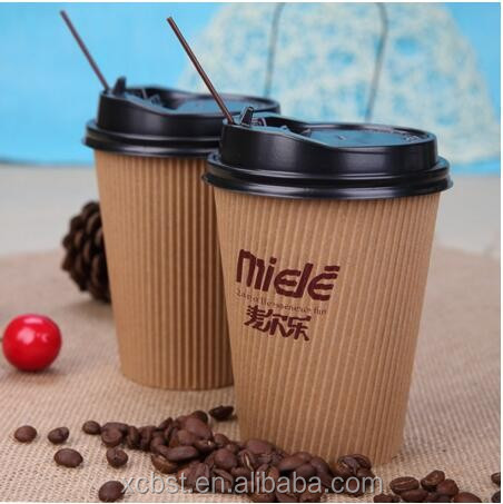 Wax Sheets Ripple Wall Paper Cup Customized Logo For Coffee