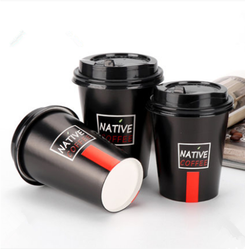12 oz black coffee paper cup for milk tea food packing