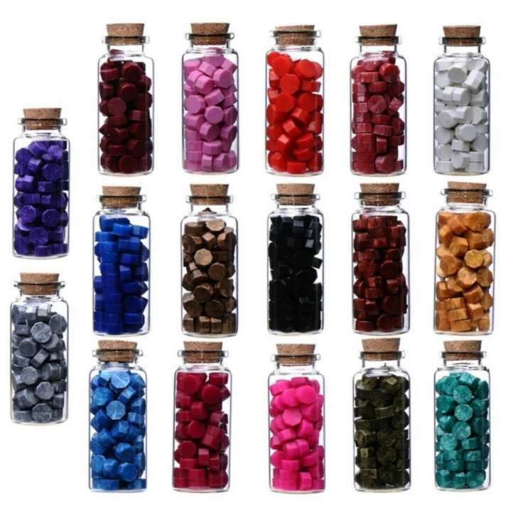 hexagon sealing wax beads with glass bottle for wedding invitation letter card gift