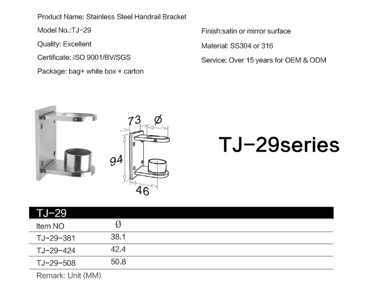Stainless Steel Stair Railing Handrail Tube Bracket Pipe Support Post Flange Fittings