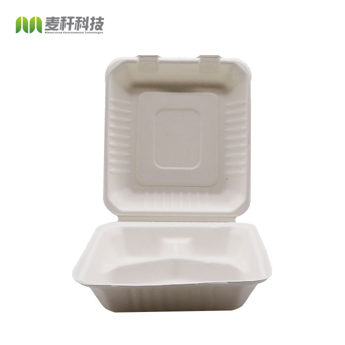 biodegradable disposable sugarcane bagasse takeaway food container packaging 3 compartment lunch box