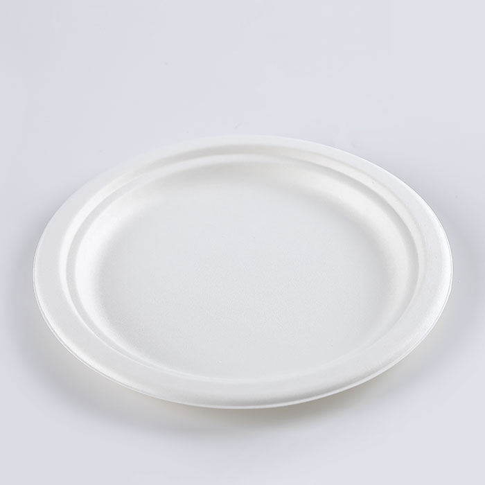 8.75 inch round white pulp biodegradable sugarcane party plates