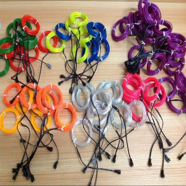 generation 3 factory price cuttable glow el wire with 10 colors