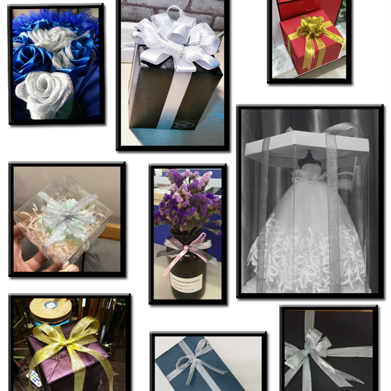 Wholesale High Quality 3/4" Gold And Silver Ribbon Glitter Grosgrain Ribbon Hair Bows