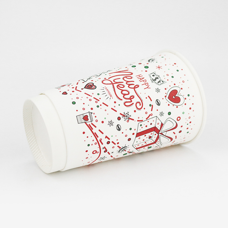 One time Christmas New Year celebrating red paper coffee milk tea cup