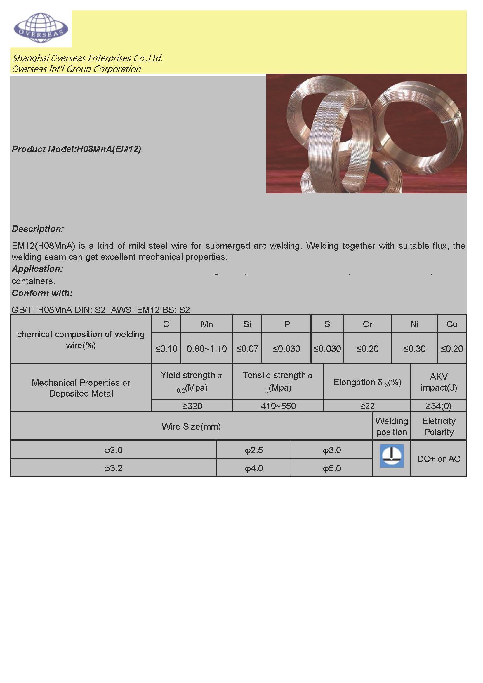 Submerged Arc Welding Wire(H08MnA)
