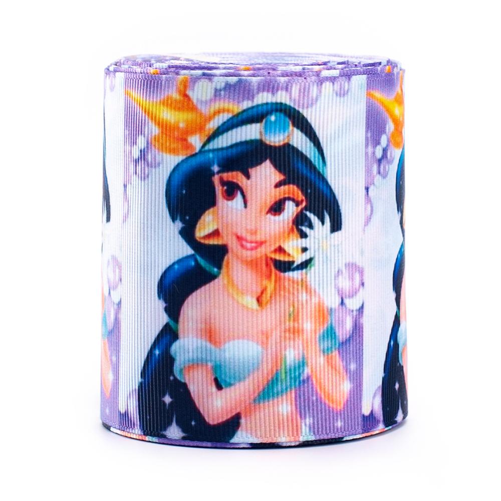 wholesale 75mm Cartoon princess pattern for baby kids decoration heat transfer grosgrain printed ribbon