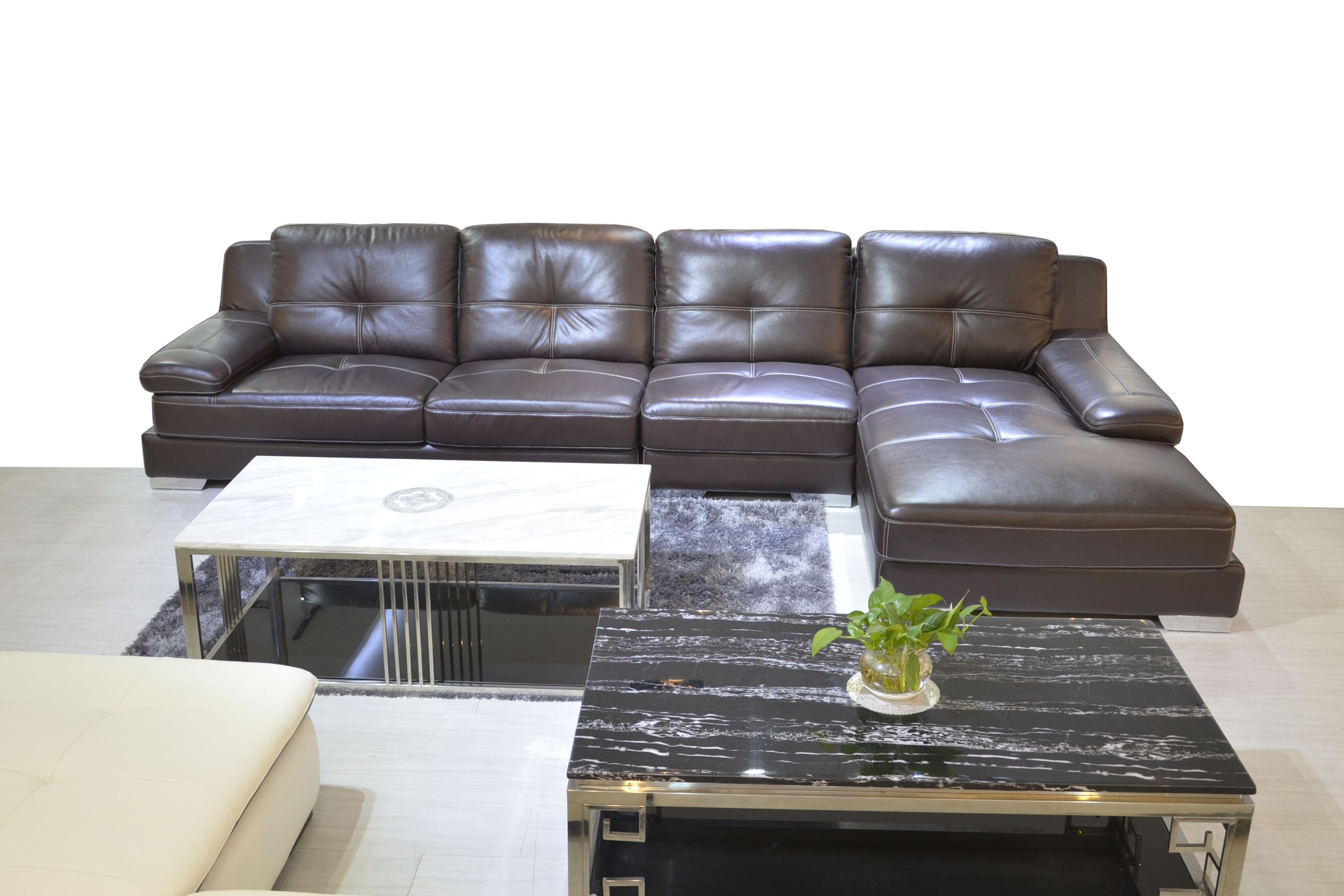 Sectional genuine leather sofa furninture 1+3+chaise h992