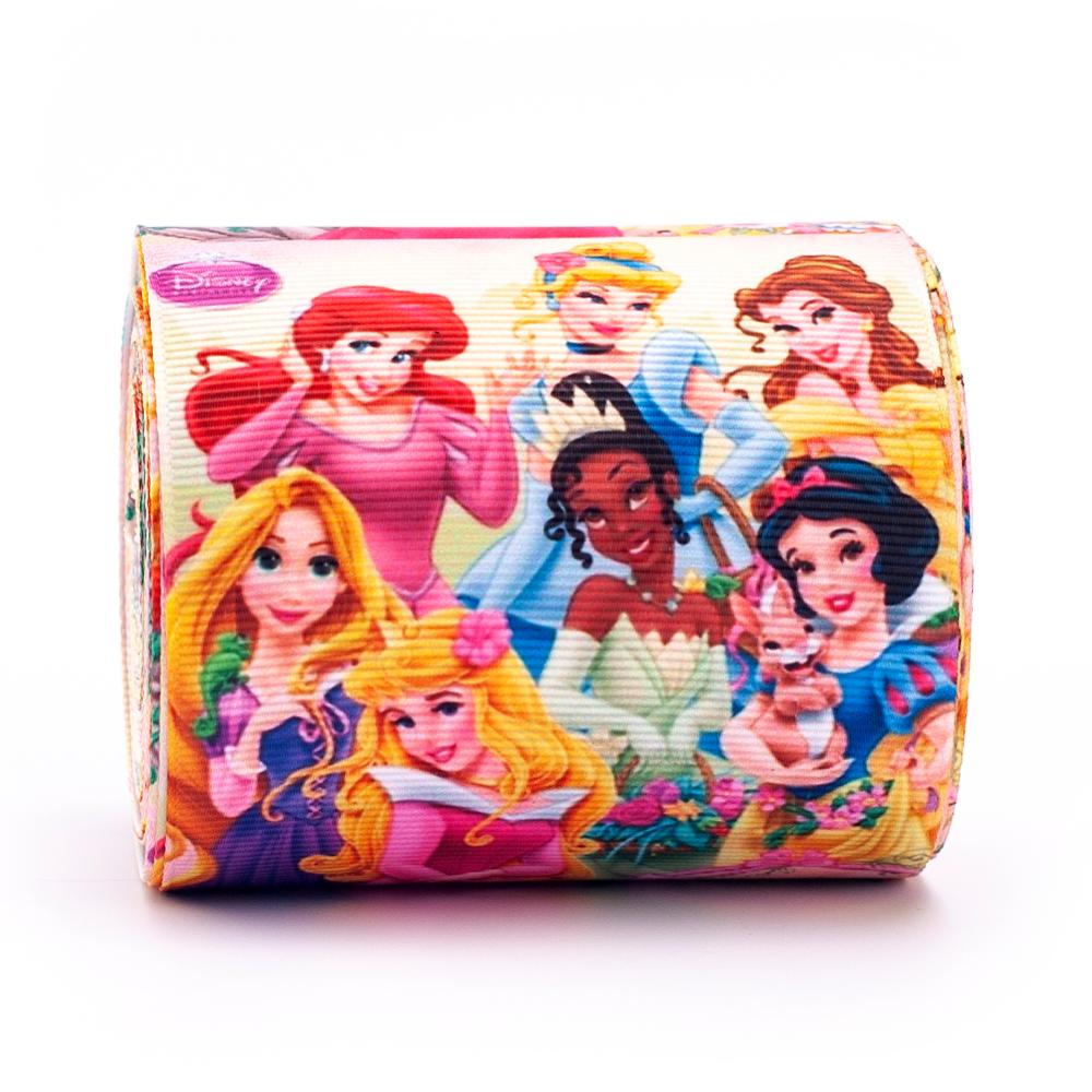 wholesale 75mm Cartoon princess pattern for baby kids decoration heat transfer grosgrain printed ribbon