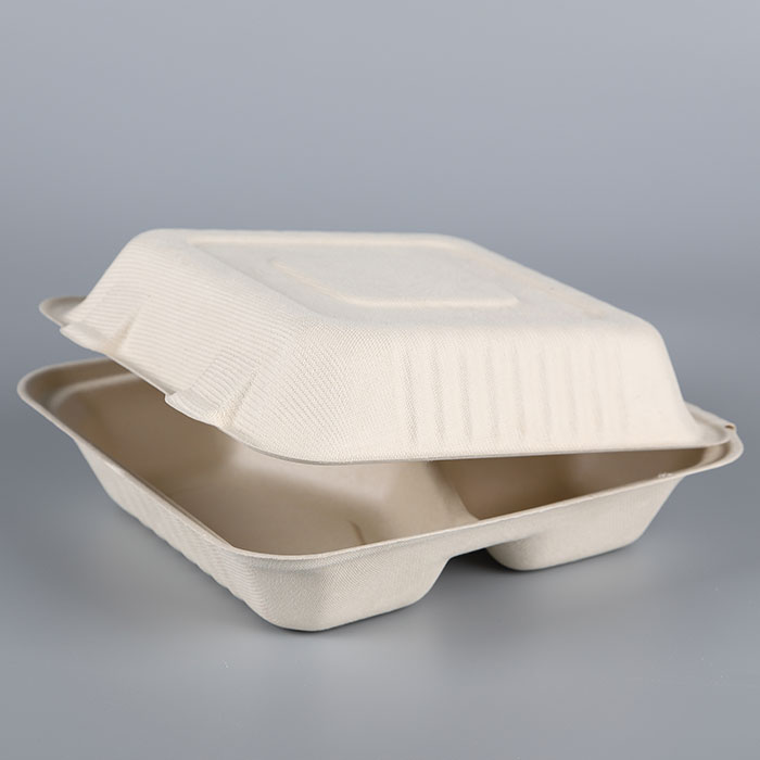 Heavy duty Biodegradable take away large size food container bagasse packaging