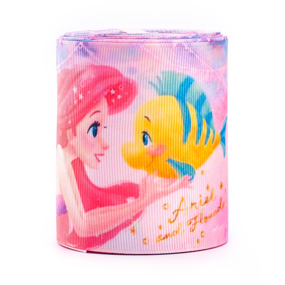 wholesale 75mm Cartoon princess pattern for baby kids decoration heat transfer grosgrain printed ribbon