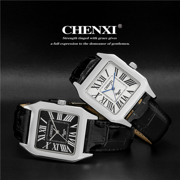 L052ST10 Square Dial Tank Shape Wristwatches Unisex Men's Roman Number Watches Ladies Leather Watches for Lady