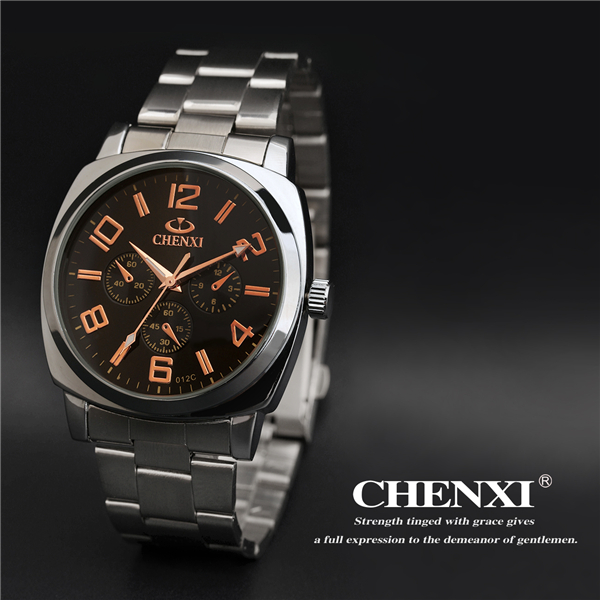 Rose Gold 012C Golden Watch Original Branding Watches Japan Movement Stainless Steel Band Men Watch