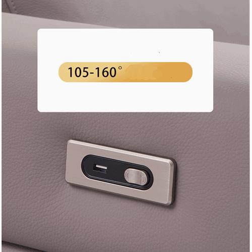 New Leather Art Functional Sofa Metal Frame Modern Minimalist Usb Leather Electric Sofa In-Line Combination